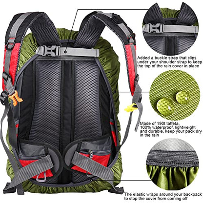 Waterproof Backpack Rain Cover with Anti Slip Buckle Strap for Camping, Hiking, Traveling, Hunting, Biking, 15-80L - color: Green, size: 50L - 60L
