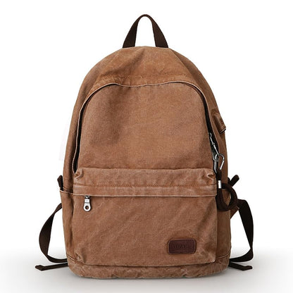 Muzee Canvas Backpack for Women and Men, Lightweight Classic Laptop Backpack with USB Charging Port for School, Travel and Daily Use, Khaki - color: Khaki