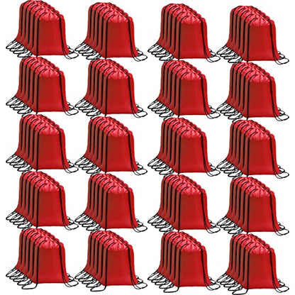 CAIHONG 100 Pack Drawstring Bags Bulk, Red Bulk Draw string Backpacks Cinch Snack Gym Draw String Bags for Women Men (Red,100Pcs) - color: Red