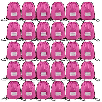 30 Pack Drawstring Bags,Bulk Draw String Backpack, Gym Sports Cinch Bag Sackpack for Women Men, Pink - color: Pink