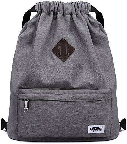 KAUKKO Drawstring Sports Backpack Gym Yoga Bag Shoulder Rucksack for Men and Women - color: Dark Grey