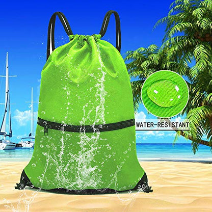 HOLYLUCK Drawstring Backpack Bag Sport Gym Sackpack - color: Green