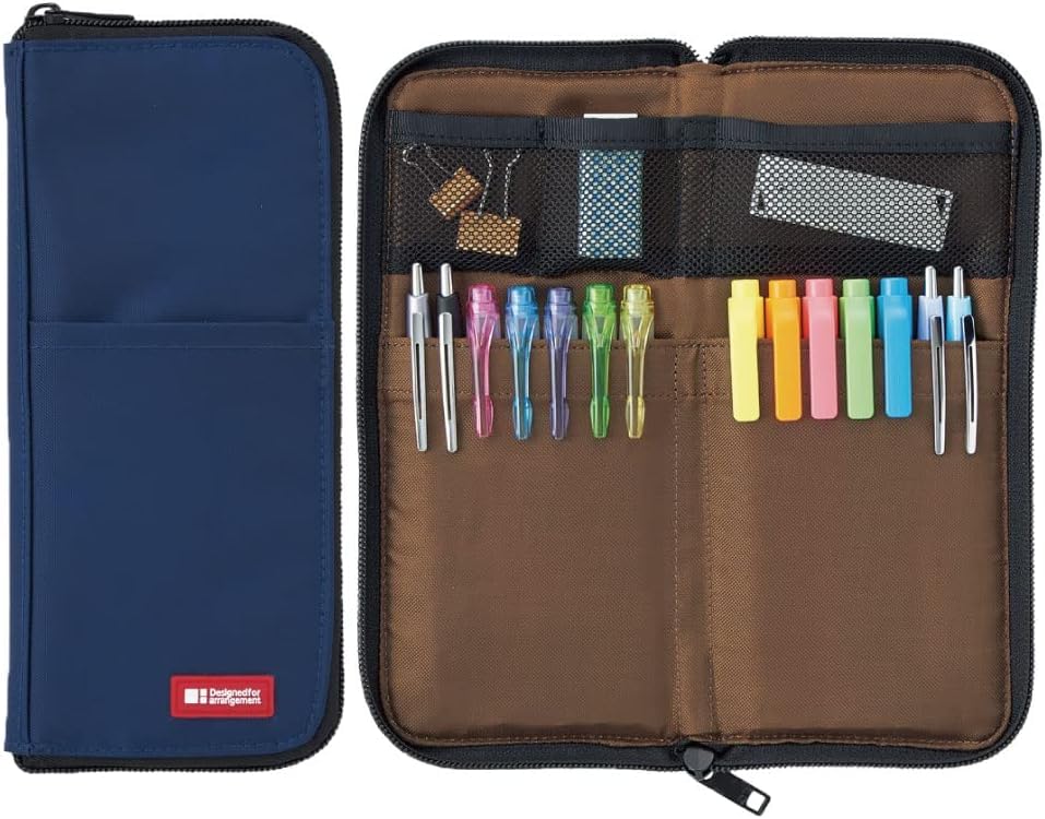 LIHITLAB LAB Slim Pen/Pencil Pouch, 0.7 × 3.9 × 8.5 Inches, Indigo (A7652-11) - color: Indigo, size: 0.7 × 3.9 × 8.5 Inches