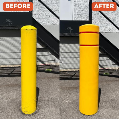BollardGard 8" x 72" 2-Pack Round Top Bollard Cover- Innoplast (Black No Tape) - color: Black No Tape, size: 2-Pack