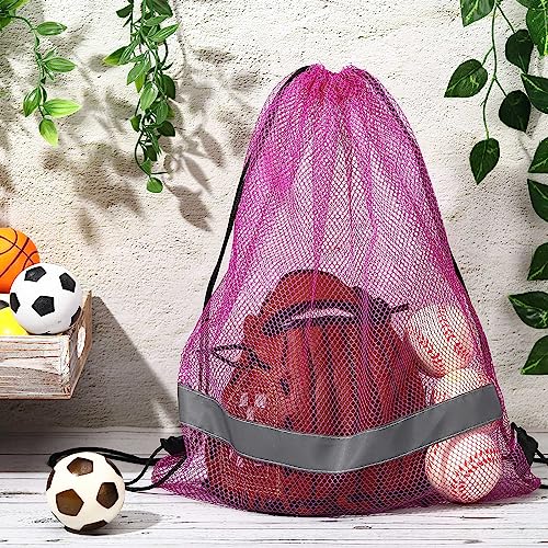 Saintrygo 20 Pcs Reflective Mesh Drawstring Bag 16.54 x 13.78 Inch Quick Drying Swimming Sport Beach Bag Swimming Athletic Gym Clothes Beach Sports Storage(Purple) - color: Purple