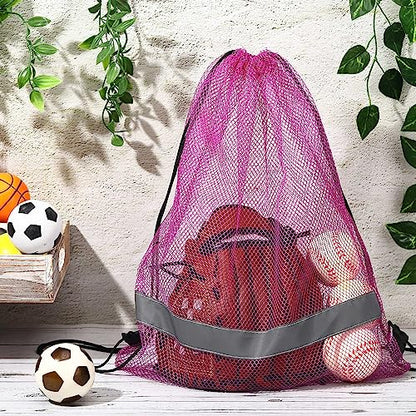 Saintrygo 20 Pcs Reflective Mesh Drawstring Bag 16.54 x 13.78 Inch Quick Drying Swimming Sport Beach Bag Swimming Athletic Gym Clothes Beach Sports Storage(Purple) - color: Purple
