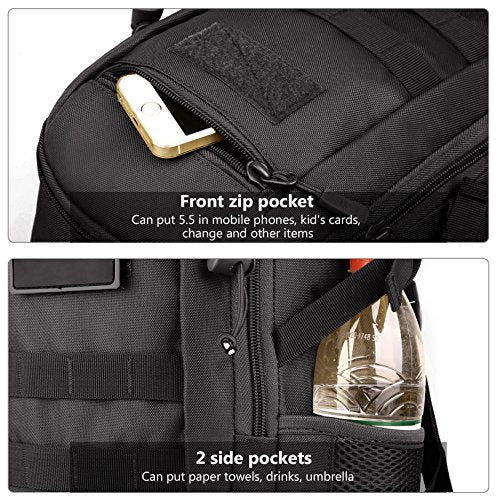 ArcEnCiel 10L/20L Mini X-Small Tactical Backpack MOLLE Daypack Gear Pack Camping Bag with Patch - color: Black, size: 20L