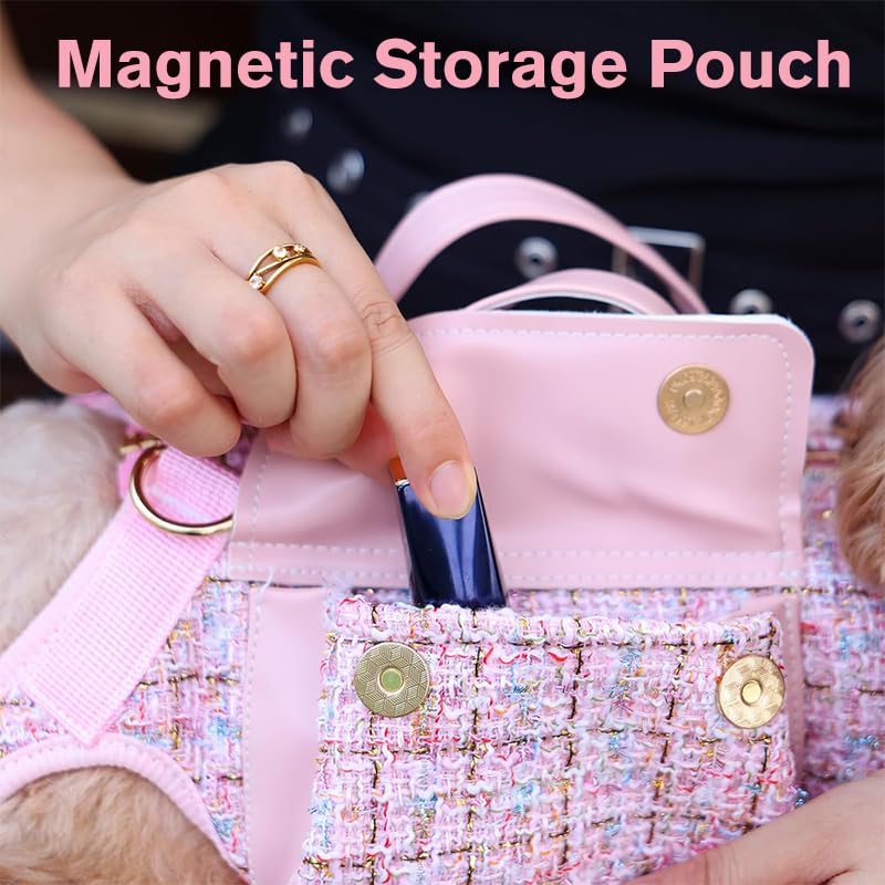 Dog Lift Harness Backpack for Small Dogs Cats, Adjustable Straps Dog Sling Carrier Full Body for Hiking, Travel, Outdoor – Pink Medium - size: Medium(7-8LBS)