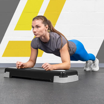 METIS Fitness/Exercise Step – Adjustable Height Levels (4in, 6in & 8in) | Aerobic Step - Home Gym Equipment | Step Up Box For Exercise | [2 Color Options] - color: Black/Grey