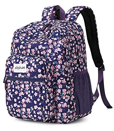 abshoo Womens Floral School Backpack For College Teen Girls Water Resistant Bookbag (Floral Purple) - color: Floral Purple, size: 16.5 Inc