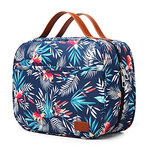 Bosidu Hanging Travel Toiletry Bag,Large Capacity Cosmetic Travel Toiletry Organizer for Women with 4 Compartments & 1 Sturdy Hook,Perfect for Travel/Daily Use/Christmas - color: Palm Leaf