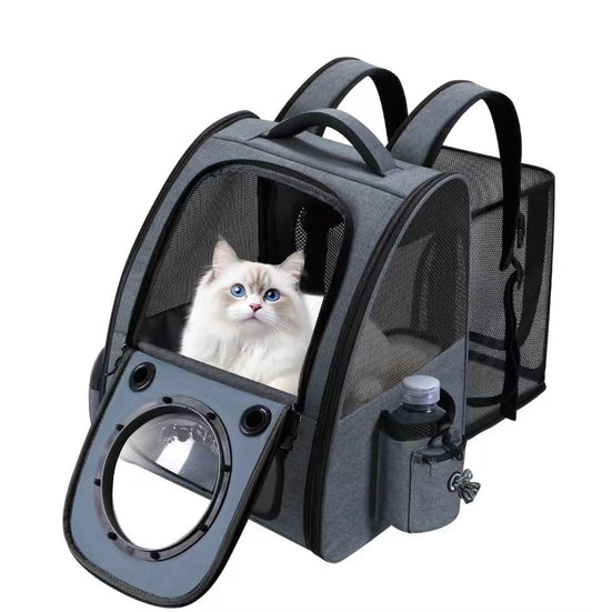 Bubble Cat Backpack Carrier, Expandable Cat Carrier Backpack,Breathable Pet Backpack for Medium Cat,Kitten and Small Puppy, Large Space,Portable Bags Foldable Dog Backpack for Traveling,Hiking(Grey) - color: 01-Grey