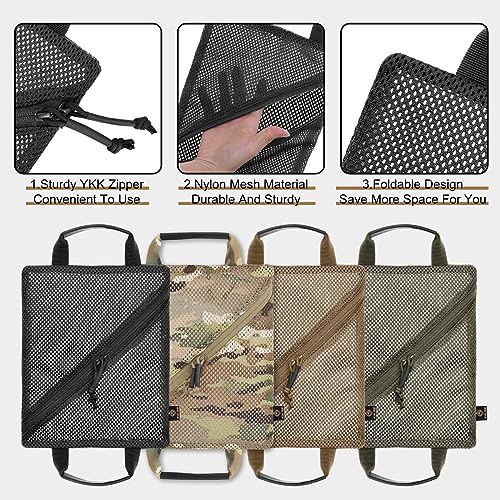PETAC GEAR Tactical Storage Mesh Pouch Set,Insert Modular Utility Admin Pockets,Travel Organizer EDC Bag - color: Black