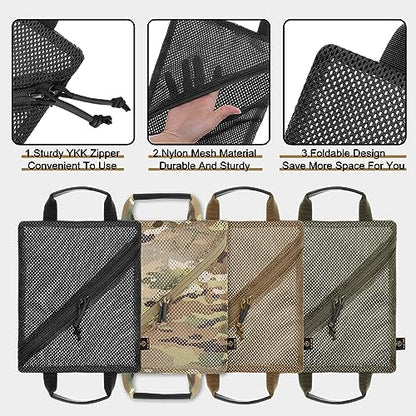 PETAC GEAR Tactical Storage Mesh Pouch Set,Insert Modular Utility Admin Pockets,Travel Organizer EDC Bag - color: Black