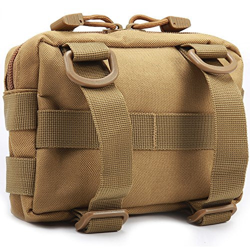 MOLLE Pouches - 2 Pack Tactical Compact Water-Resistant Utility Gadget Gear EDC Pouch - color: Tan and Tan