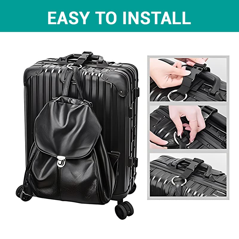 2 Pack Luggage Straps - Adjustable Suitcase Belts Luggage Connector Straps - Travel Accessories Jacket Gripper Arm Saver Easy to Carry Extra Bags (Black) - color: Black