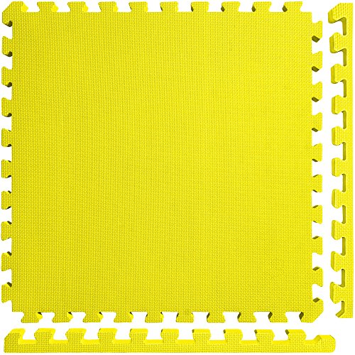 Meister X-Thick 1.5" Interlocking EVA Foam Mats - 2X Cushion for Wrestling, MMA Takedowns & Gymnastics - 2'x2' Tiles - color: Yellow, size: 25 Tiles (100 Sqft)