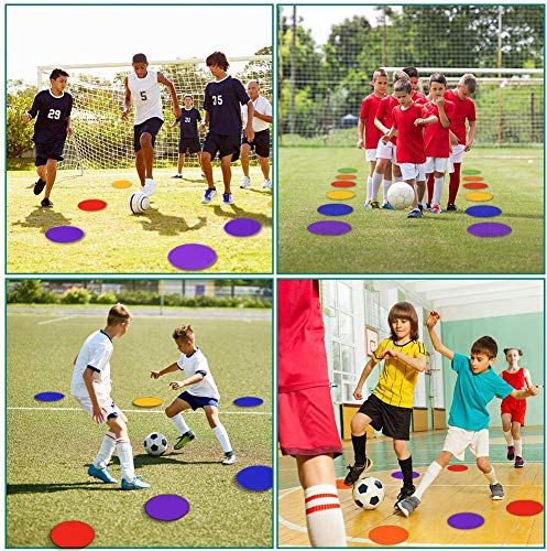 Poly Spots Spot Markers for Gym Floor 4.72inch 6inch 9inch 24/36 Pcs Non-Slip Rubber Floor Dots Round Agility Markers Flat Cones for Sports Soccer Basketball PE Training, Dance, Classroom - style: 36Pcs 9 inch