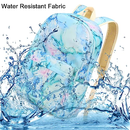LEDAOU Backpack for Girls School Bag Kids Bookbag Teen Backpack Set Daypack with Lunch Bag and Pencil Case | Kids - color: Marble Purple Blue Green