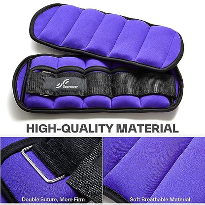 Sportneer Adjustable Ankle Weights for Women and Men 7 lbs/Pair Adjustable Leg Weights with Secure Straps, Strength Training Weighted for Yoga, Walking, Running, Aerobics, Gym, Physical Therapy - color: Purple
