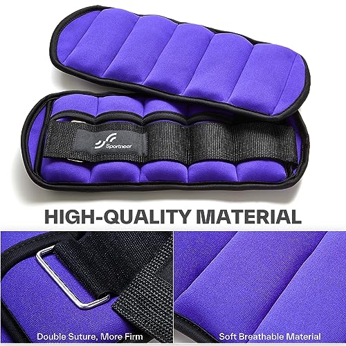 Sportneer Adjustable Ankle Weights for Women and Men 7 lbs/Pair Adjustable Leg Weights with Secure Straps, Strength Training Weighted for Yoga, Walking, Running, Aerobics, Gym, Physical Therapy - color: Purple