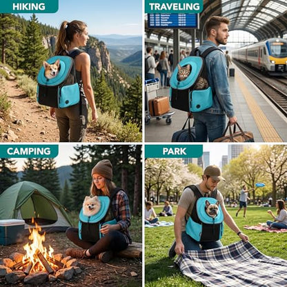 PetAmi Dog Carrier Backpack, Hands Free Front Pet Carrier, 14lbs, Teal Blue - color: Teal Blue, size: 16.5"L x 10.0"W x 17.0"H