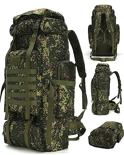 King'sGuard 70L Camping Hiking Backpack for Men Women Large Military Tactical Backpack Molle Rucksack Backpack for Outdoor - color: Green Camo