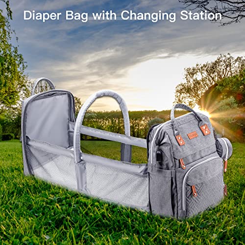 ISMGN Diaper Bag Backpack with Changing Station, Large Diaper Bag, Baby Bag, Multifunctional Diaper Bag, Gray - color: Upgrade Gray