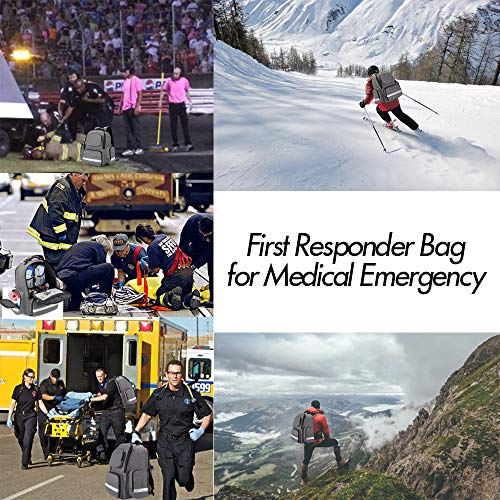 Trunab First Responder Bag Trauma Backpack Empty, Medical Emergency Kits Storage Jump Bag Pack for EMT, EMS, Police, Firefighters, Safety Officers - Patented Design Grey | Medical Emergency Kits Storage, Jump Bag Pack, For EMT, EMS, Police, Firefighters,