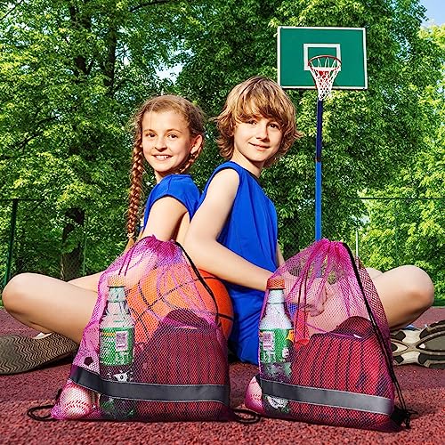 Saintrygo 20 Pcs Reflective Mesh Drawstring Bag 16.54 x 13.78 Inch Quick Drying Swimming Sport Beach Bag Swimming Athletic Gym Clothes Beach Sports Storage(Purple) - color: Purple