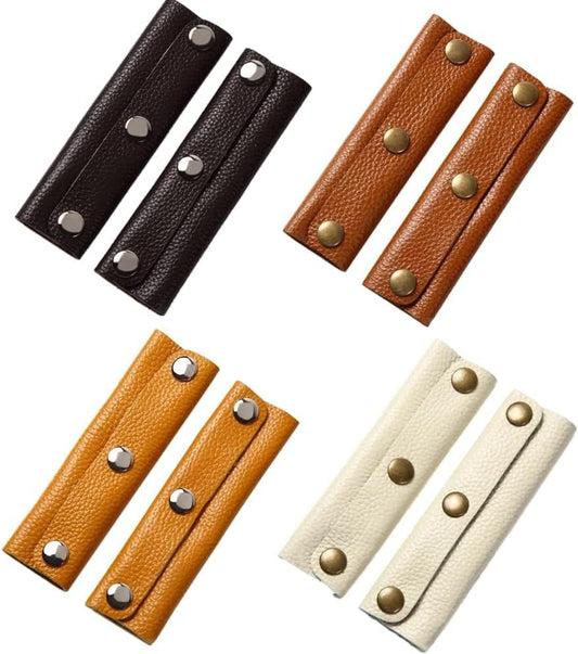 IUAQDP 8 Pieces Leather Handbag Handle Wrap Cover Purse Strap Protector Saddle with Brass Clasp, Soft Luggage Bag Grip Pad Identifier for Shopping/Travel/Suitcase/Tote Bag, Wallet, 4 Colors - color: Black,Light Brown,Beige,Brown
