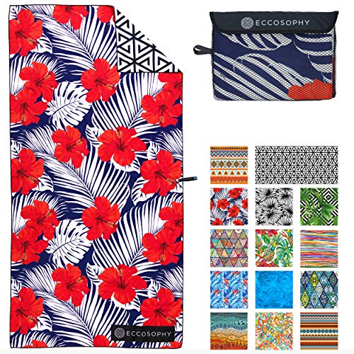 ECCOSOPHY Microfiber Beach Towel - Sand Free Towels are Quick Dry, Light Weight, Super Absorbent - Perfect Pool, Travel, Cruise, Camping Essentials - Oversized Extra Large for Adults 71x35 in - color: Fiji