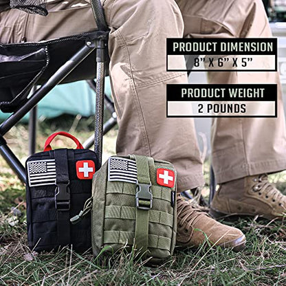 EVERLIT 250 Pieces Survival First Aid Kit IFAK EMT Molle Pouch Survival Kit Outdoor Gear Emergency Kits Trauma Bag for Camping Boat Hunting Hiking Home Car Earthquake and Adventures - color: Black Camo