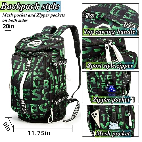 Gym Duffle Bag Backpack with Shoe Compartment,4 ways Travel Backpack for Women and Men,Multi-Functional Weekender bag with Waterproof Layer&Laptop Compartment for Fitness, Travel,Camping - color: Green