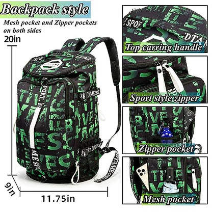 Gym Duffle Bag Backpack with Shoe Compartment,4 ways Travel Backpack for Women and Men,Multi-Functional Weekender bag with Waterproof Layer&Laptop Compartment for Fitness, Travel,Camping - color: Green