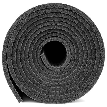 YogaAccessories 1/4" Thick High Density Deluxe Non Slip Exercise Pilates & Yoga Mat - color: Black