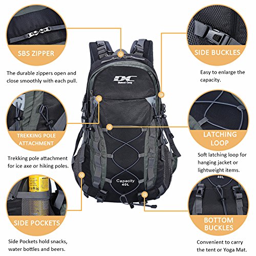 Diamond Candy Waterproof Hiking Backpack for Men and Women, Lightweight Day Pack for Travel Camping | Waterproof - color: Black