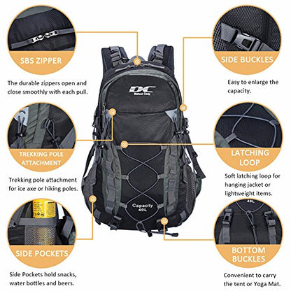 Diamond Candy Waterproof Hiking Backpack for Men and Women, Lightweight Day Pack for Travel Camping | Waterproof - color: Black