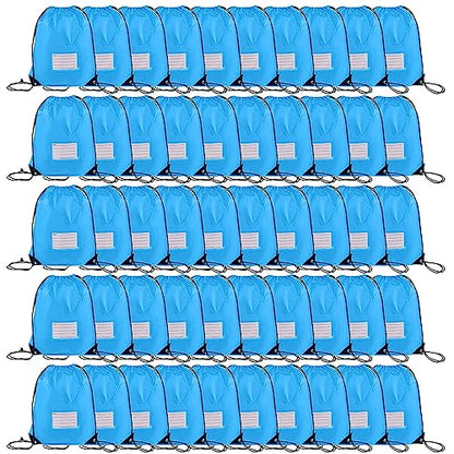 CODOBON 50 Pack Drawstring Bags,Bulk Draw String Backpack, DIY Gym Sports Cinch Bag Sackpack for Women Men, Sky Blue - color: Sky Blue