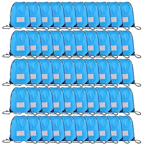 CODOBON 50 Pack Drawstring Bags,Bulk Draw String Backpack, DIY Gym Sports Cinch Bag Sackpack for Women Men, Sky Blue - color: Sky Blue