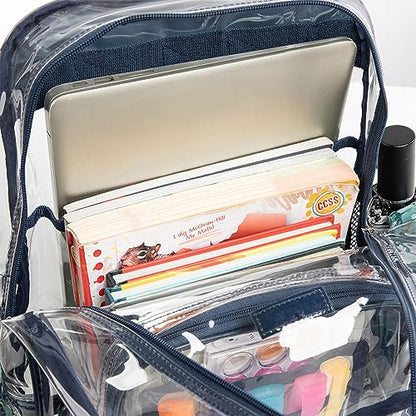 J.CARP Clear Bag Heavy Duty Backpack Durable Transparent See Through Bag - color: Large, Blue