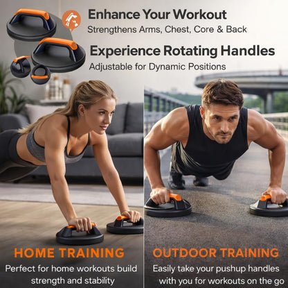 2pcs Push Up Bars with Rotating Handles, Heavy Duty Push Up Handles for Home Gym, 360° Swivel Pushup Stands for Chest Arms Core Strength Training