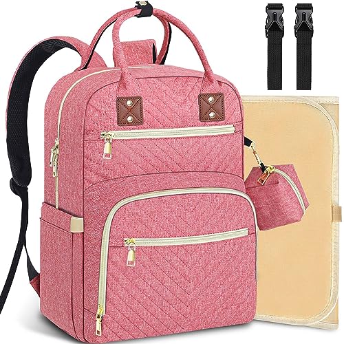 Tenot Baby Diaper Bag Backpack, Travel Diaper Bags for Babys Girl Boy Large Capacity Baby Bag Backpack for Women Pink - color: Pink