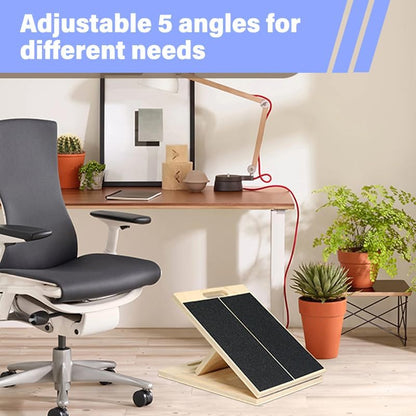 6-Angle Slant Board & Balance Board, 2-in-1 Wooden Mobility Board, Adjustable 40° Incline Stretch Board with Non-Slip Surface, Calf Stretcher and Ankle Balance Board for Adults, Squats, Stability Workouts - color: Single