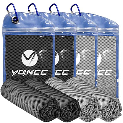 YQXCC 4 Pack Cooling Towels (47"x12"), Ice Cool Neck Towel, Soft Breathable Microfiber for Yoga, Golf, Gym, Running, Camping & Hot Weather - color: Dark Gray*2/Light Gray*2