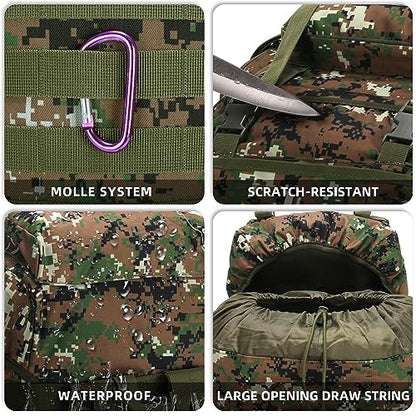 King'sGuard 70L Camping Hiking Backpack for Men Women Large Military Tactical Backpack Molle Rucksack Backpack for Outdoor - color: Woodland Camo