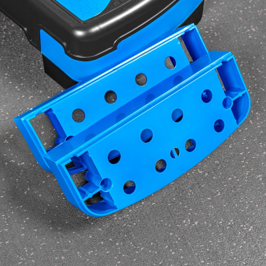METIS Fitness/Exercise Step – Adjustable Height Levels (4in, 6in & 8in) | Aerobic Step - Home Gym Equipment | Step Up Box For Exercise | [2 Color Options] - color: Black/Blue
