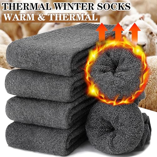 MOGGEI 5 Pairs Womens Merino Wool Socks Hiking Warm Winter Thick Thermal Crew Cozy Cabin Ladies Gift Comfy Boot Work Socks - color: Grey