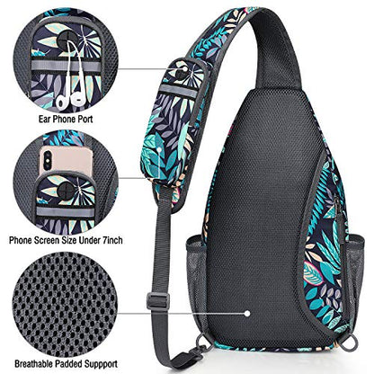 G4Free Sling Bag for Men and Women, RFID Blocking Crossbody Bag, Lightweight Sling Backpack for Travel, Hiking, Walking and Daily Use - color: Maple Leaf Blue