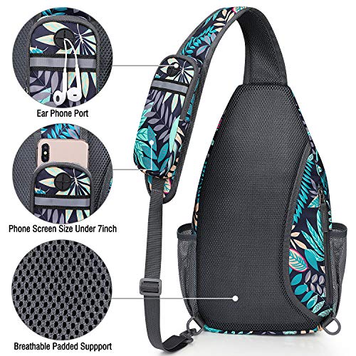 G4Free Sling Bag for Men and Women, RFID Blocking Crossbody Bag, Lightweight Sling Backpack for Travel, Hiking, Walking and Daily Use - color: Maple Leaf Blue